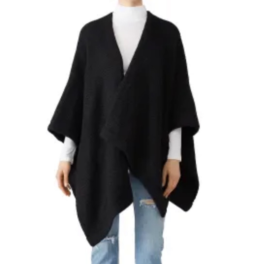 ELK Black Wrap Poncho 100% Wool